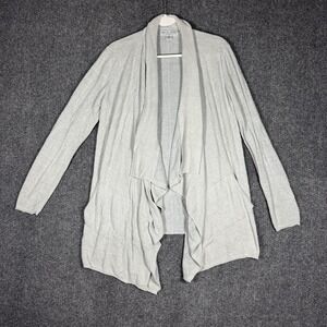 Barefoot Dreams L/XL Gray Cozy Chic Ultra Lite Knit Waterfall Cardigan Sweater